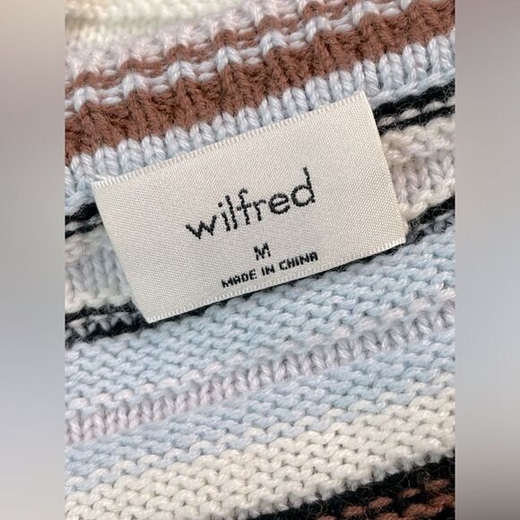 Wilfred Striped Cropped V-Neck Cardigan Puffed Short Sleeves - Size Medium - Picture 5 of 7